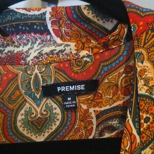 Premise Women's Paisley Blouse - Red, Orange, Blue
